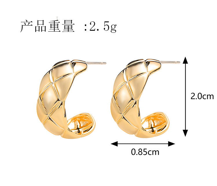 Mosquito-repellent incense plate ear clip no ear hole cold wind earrings earrings simple temperament French check earrings earrings female wholesale