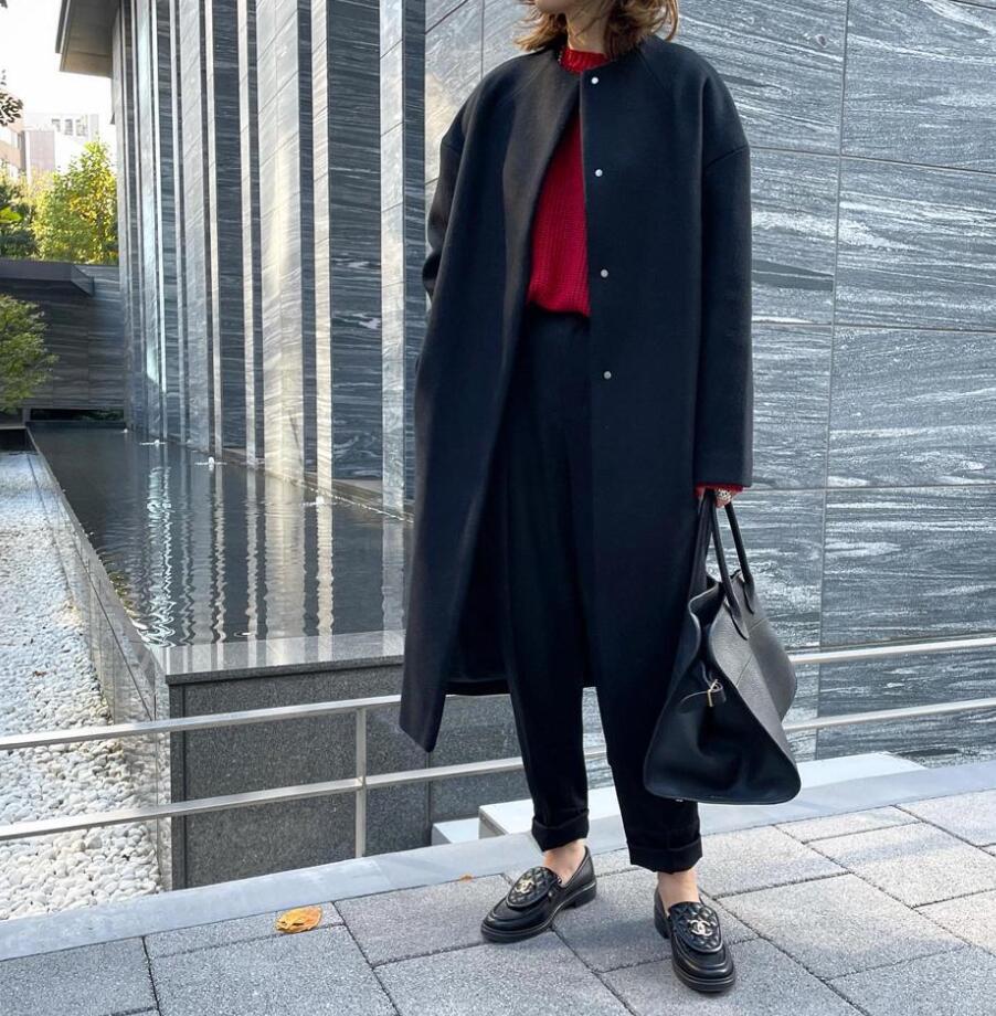 2026 Autumn/Winter New Style Lotte Ins Hot-Selling Loose Slimming Casual Simple Straight-Leg Coat Solid Color Overcoat for Women