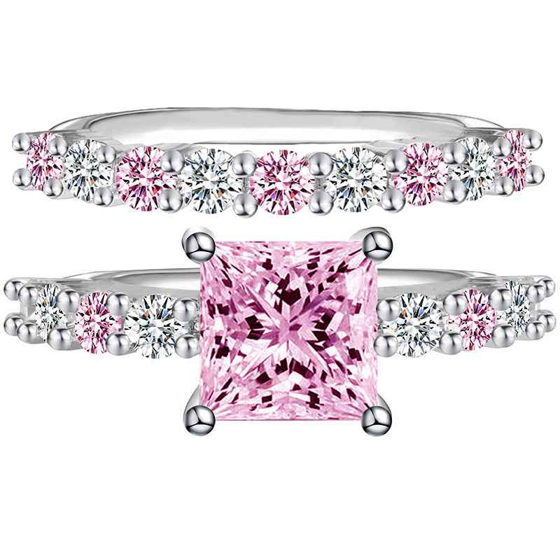 European and American AliExpress orders cross-border creative square geometric pink diamond ring ring factory direct r5173