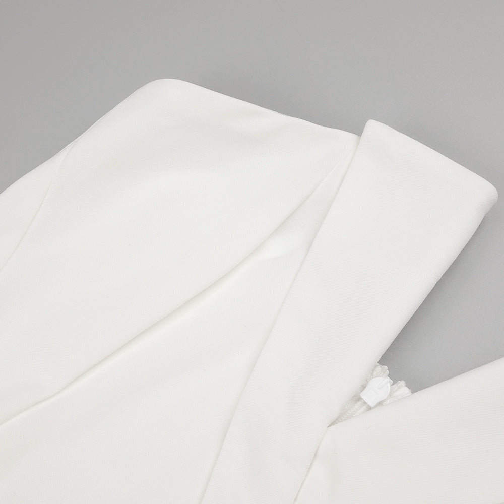 In Stock | White Bubble Bead Jumpsuit, Fashionable Casual Two-Piece Set, High-End European and American Women's Clothing, European and American Style.
