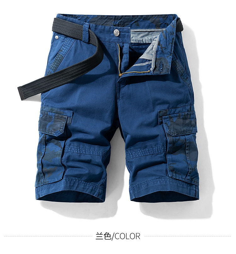 Camouflage Pants Men's Cargo Pants Loose Fit Summer Washed Cargo Shorts Cross-Border Exclusive B2021