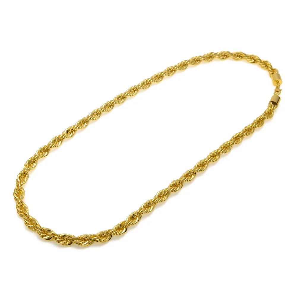 Men's hip-hop gold-plated European and American necklace fashion high sense 1cm thick twist necklace twisted rope chain a generation of hair