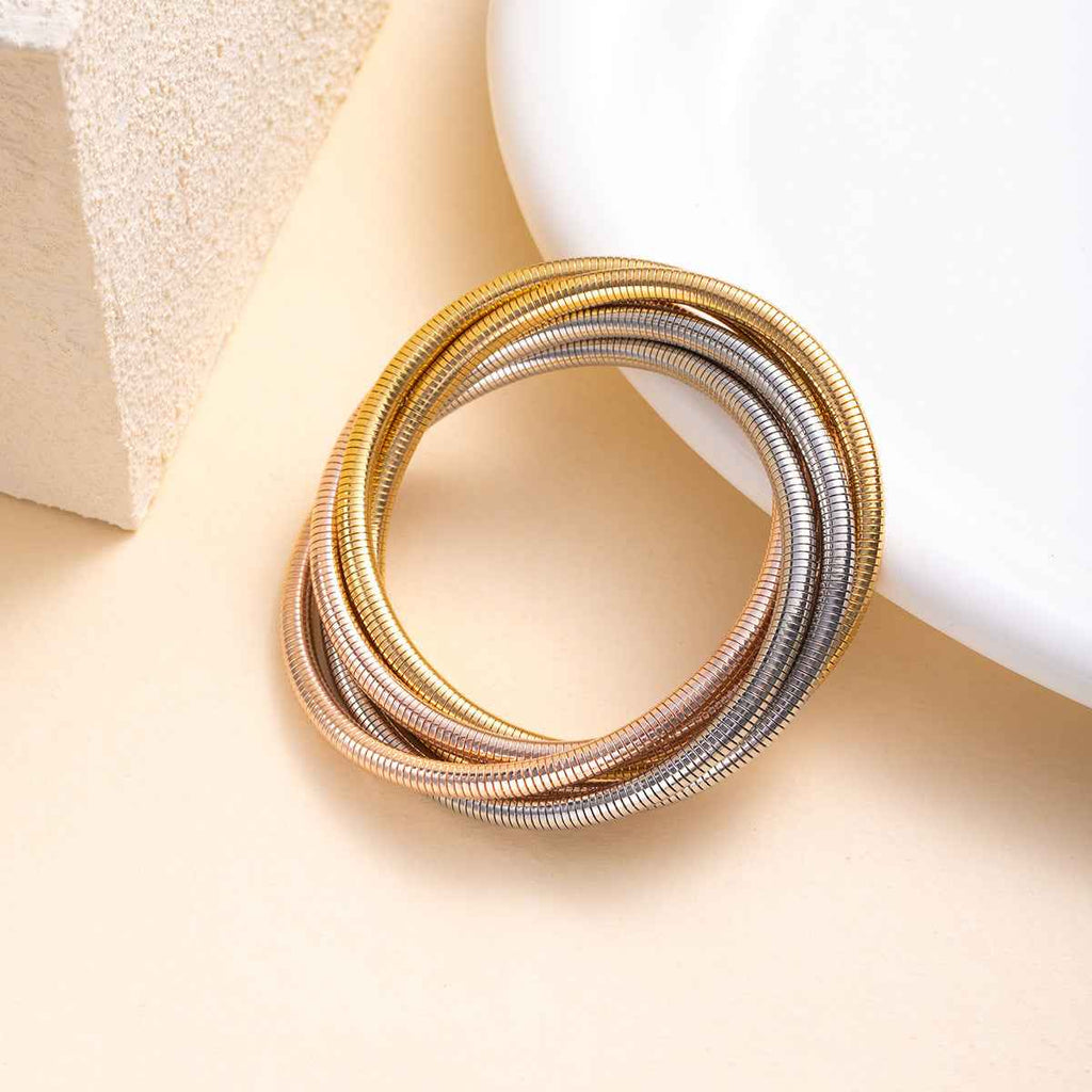 European and American Style Snake Bone Fashion Bracelet Retro Multi-Layer Threaded Wrap Bracelet Elegant High-End Light Luxury Jewelry Iron