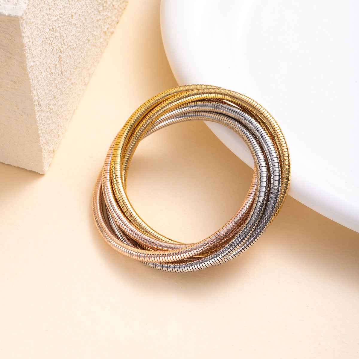 European and American Style Snake Bone Fashion Bracelet Retro Multi-Layer Threaded Wrap Bracelet Elegant High-End Light Luxury Jewelry Iron