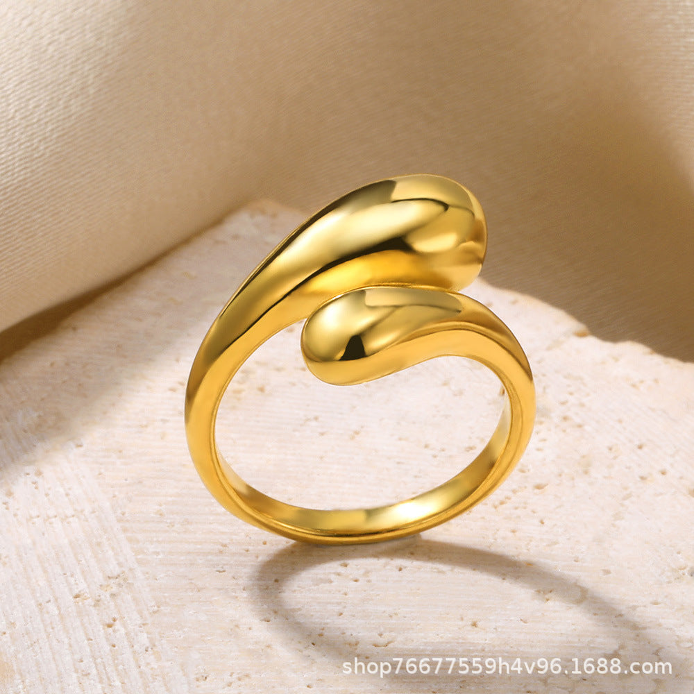 Cross-border European and American explosions stainless steel ring adjustable geometric ring 18k furnace electroplated titanium steel ring wholesale