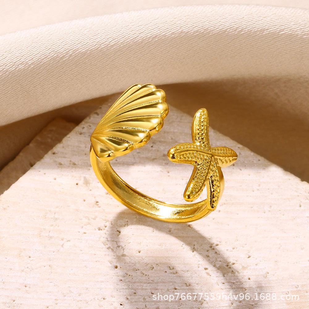 Cross-border European and American explosions stainless steel ring adjustable geometric ring 18k furnace electroplated titanium steel ring wholesale