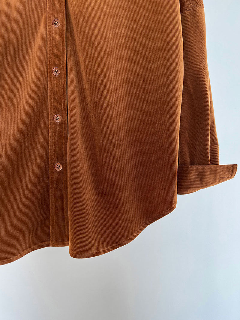 Lushi Japanese-Style Minimalist Thickened Brushed Corduroy Shirt for Women 2025 Autumn Inner Layering Base Shirt 3378