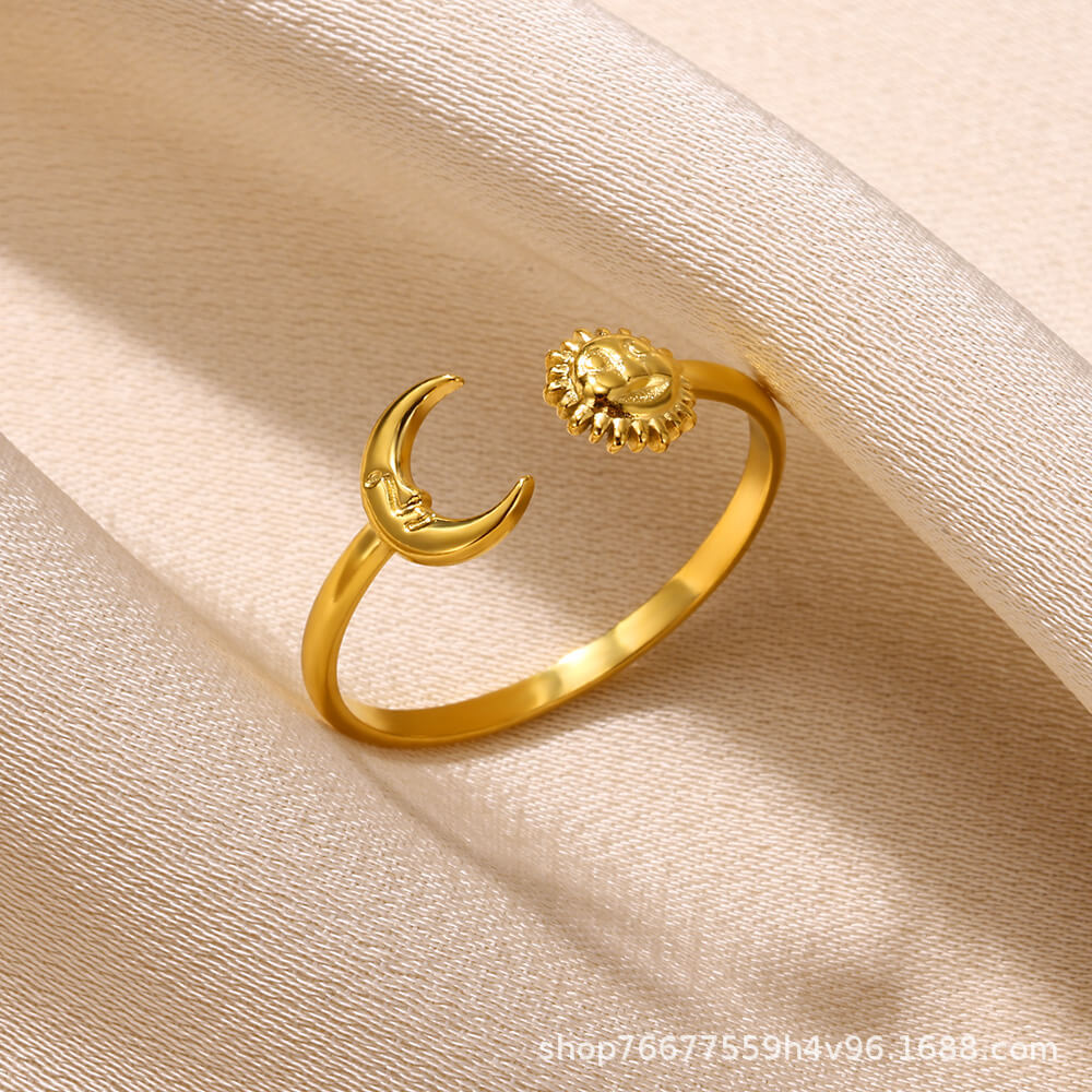 Cross-border European and American explosions stainless steel ring adjustable geometric ring 18k furnace electroplated titanium steel ring wholesale