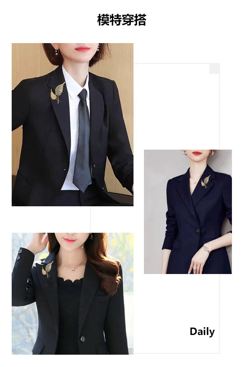 Hollow Leaves Brooch High-grade Sense Inlaid Zircon Corsage Accessories Collar All-match Light Luxury Clothing Accessories Pin