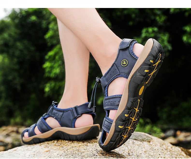 Amazon Summer Explosions Large Dock Layer Cowhide Casual Shoes Breathable Non-slip Quick-dry Outdoor Beach Sandals Men's Shoes