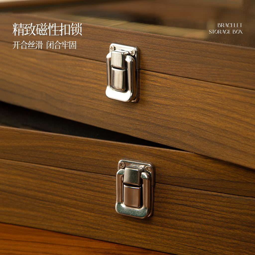 Walnut Grain Large Capacity Jewelry Storage Box Ring Earrings Necklace Jewelry Box Bracelet Jewelry Dustproof Display Box