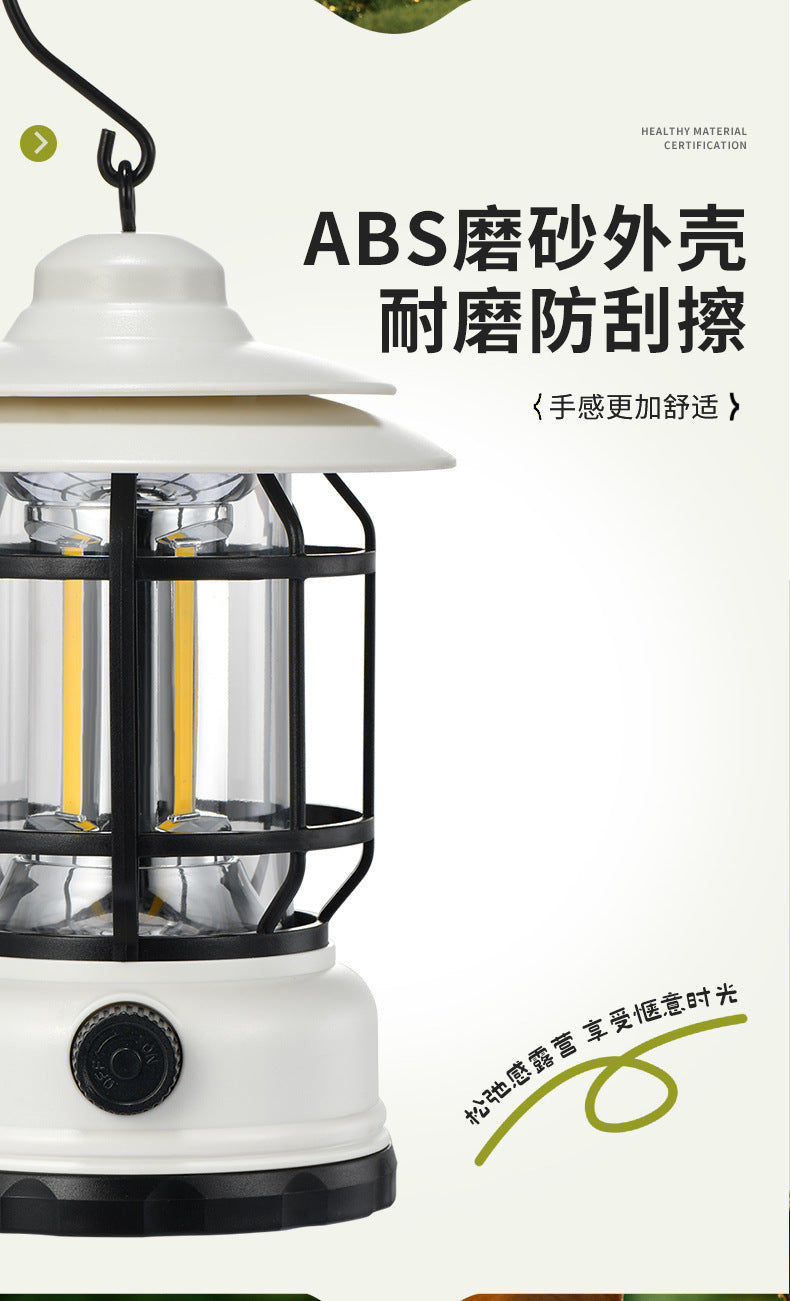Outdoor Camping Lamp Home Atmosphere Camping Lamp Super Long Endurance Portable Horse Lamp Multifunctional Charging Retro Tent Lamp