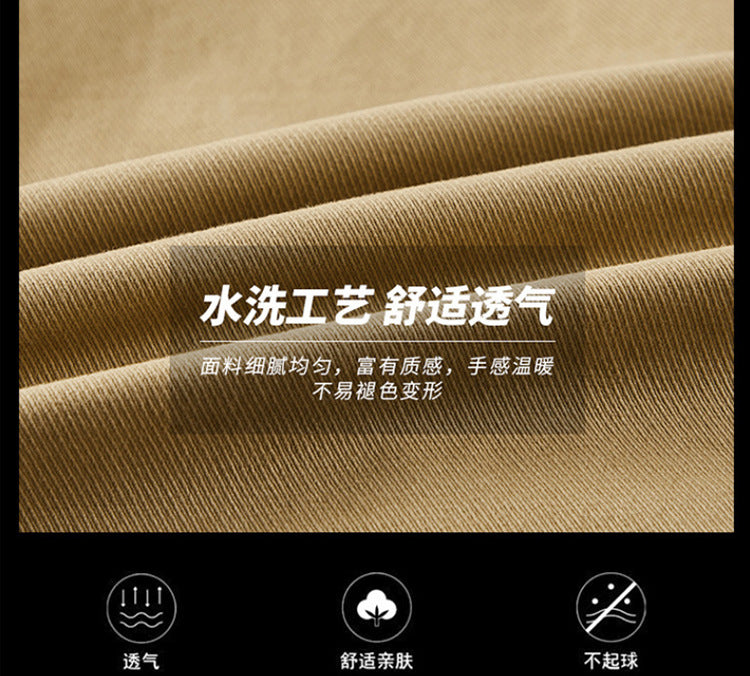 2025 New Men's Shirts Cross-Border Export Aliexpress Independent Station European and American Multi-Flap Pocket Pants Casual Long-Sleeved Tops for Men