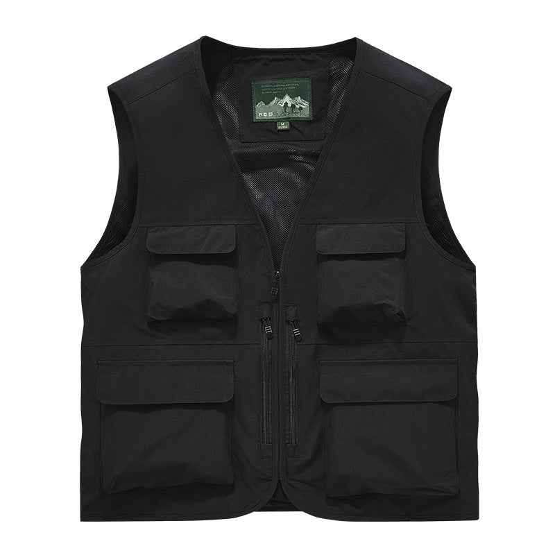 Outdoor Photographer Waterproof Vest Sleeveless Quick-drying Multi-pocket Quick-drying Fishing Vest Men's Thin Climbing Vest