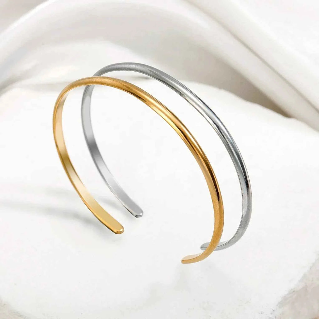 Cross-Border Fashion Personalized Electroplated Non-Fading Women's Bracelet with a Light Luxury and High-End Feel, Open Ring-Shaped Simple Bracelet
