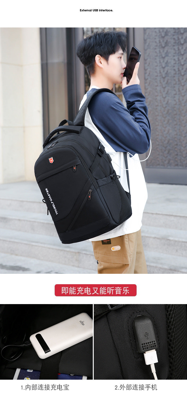 Cross-border Backpack Men's Large Capacity Business Travel Bag Computer Backpack Junior Senior high school College Student Schoolbag New Travel