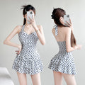 2025 New One-Piece Skirt Style Polka Dot Slightly Fat Girls Swimsuit Female Conservative Slimming Flesh Sexy Big Breast Gathering