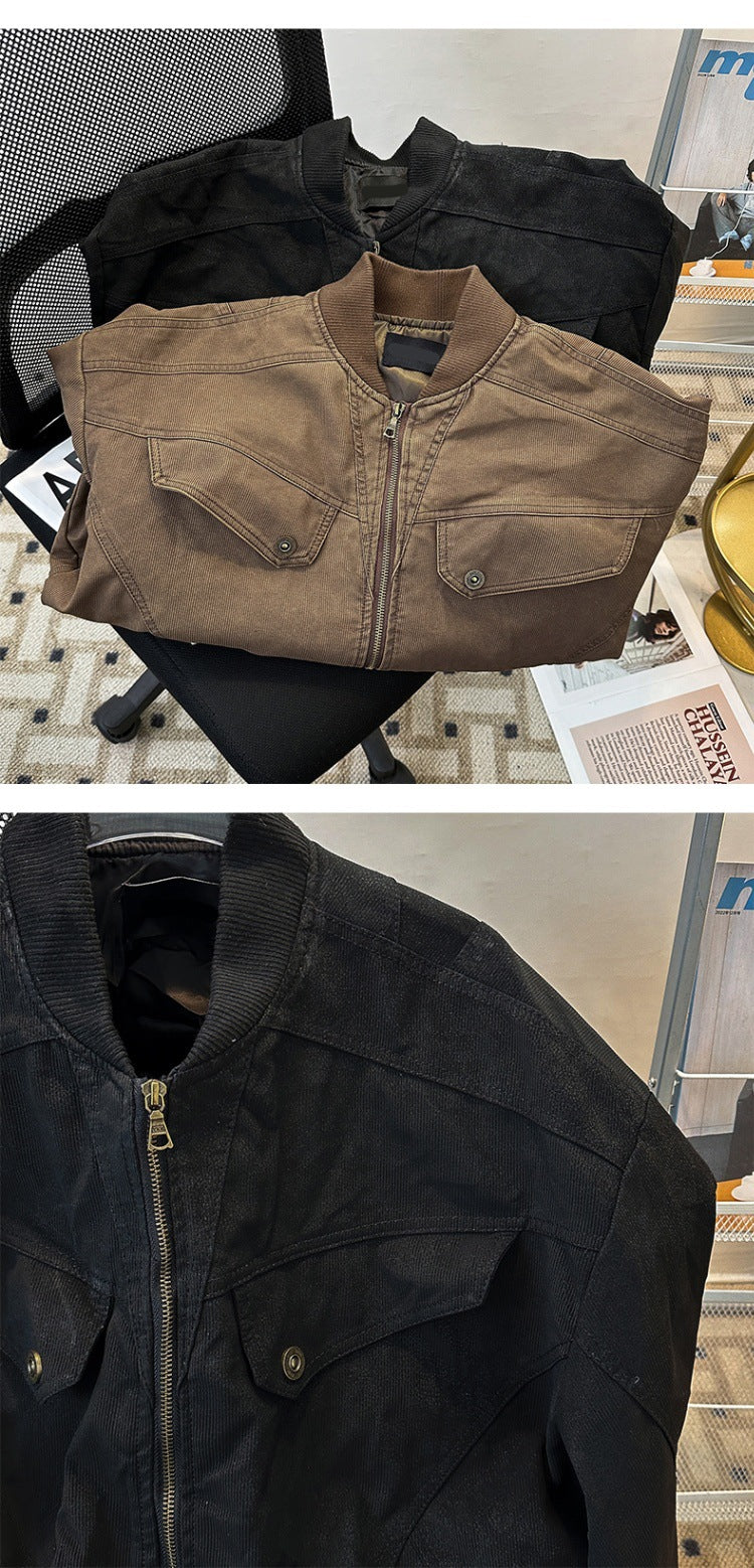 cleanfit Short Profile Corduroy Crock Jacket Men's Winter Thickened Baseball Clothes Old Quilted Jacket