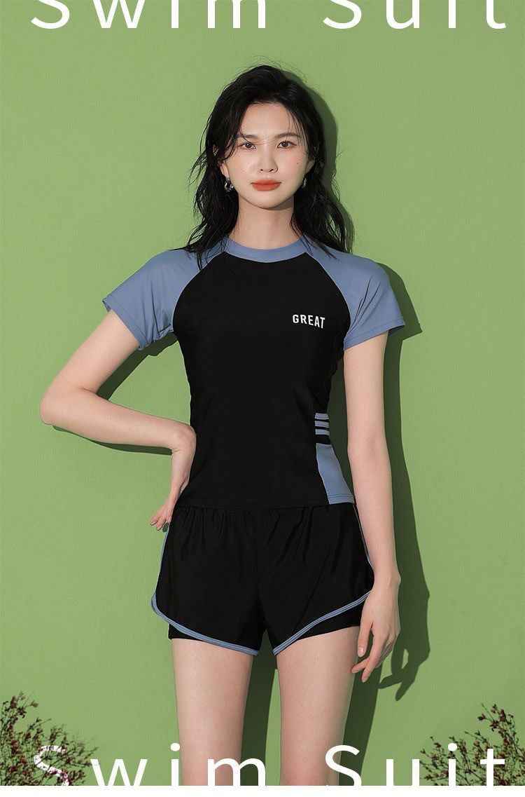 Women's Swimsuit Summer Split Casual Sports Super Fairy Ins Student Conservative Slimming Look Belly-Covering Swimming Pool Swimming Equipment