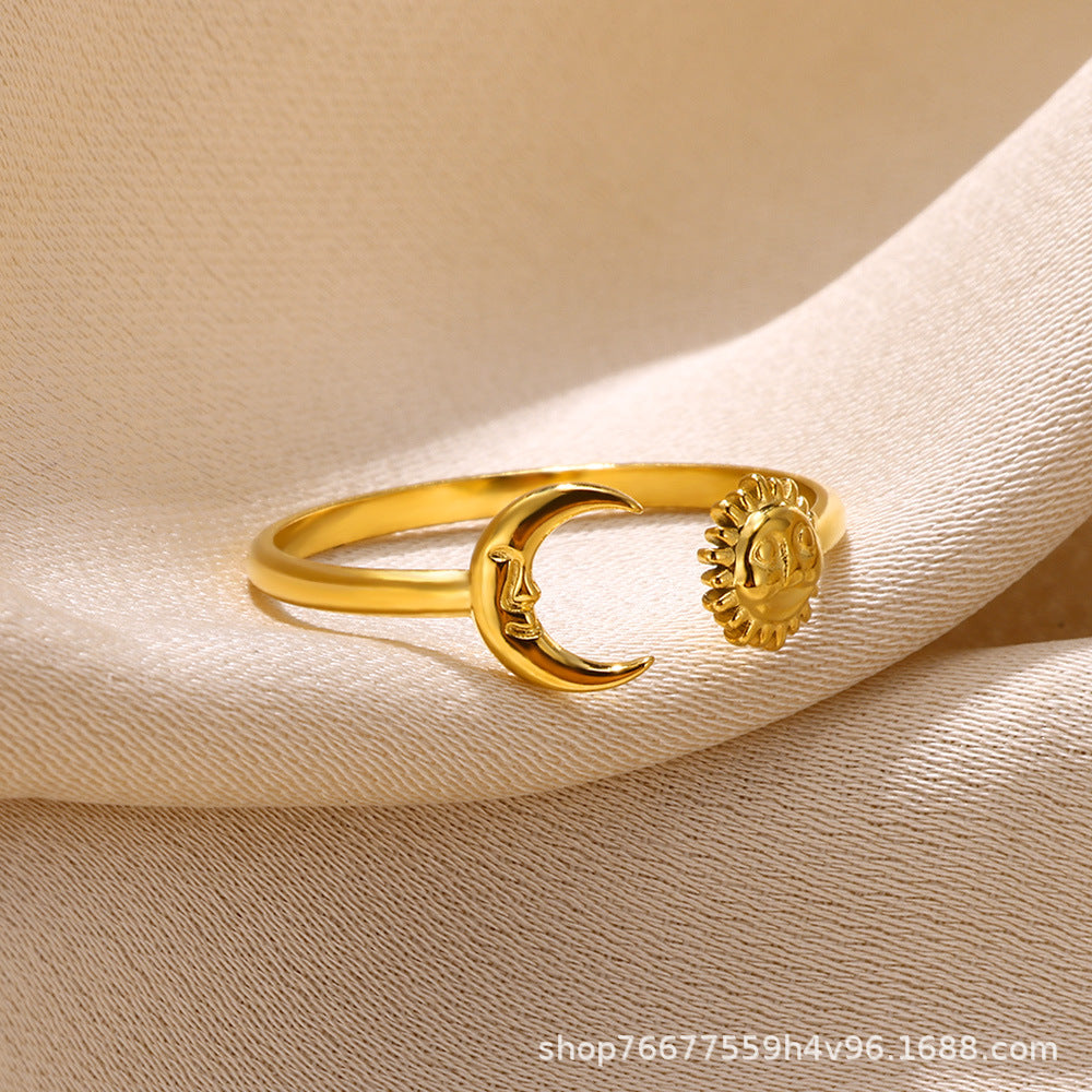 Cross-border European and American explosions stainless steel ring adjustable geometric ring 18k furnace electroplated titanium steel ring wholesale