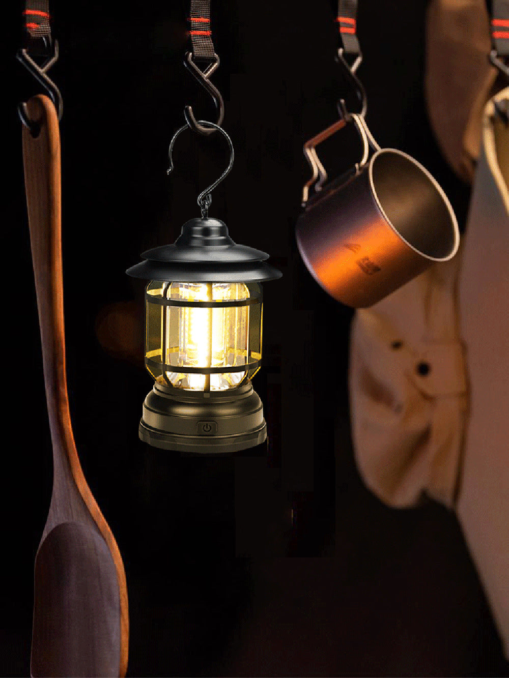 Cross-border new camping lamp outdoor multi-functional camping tent lamp retro lantern cob rechargeable portable lamp for home use
