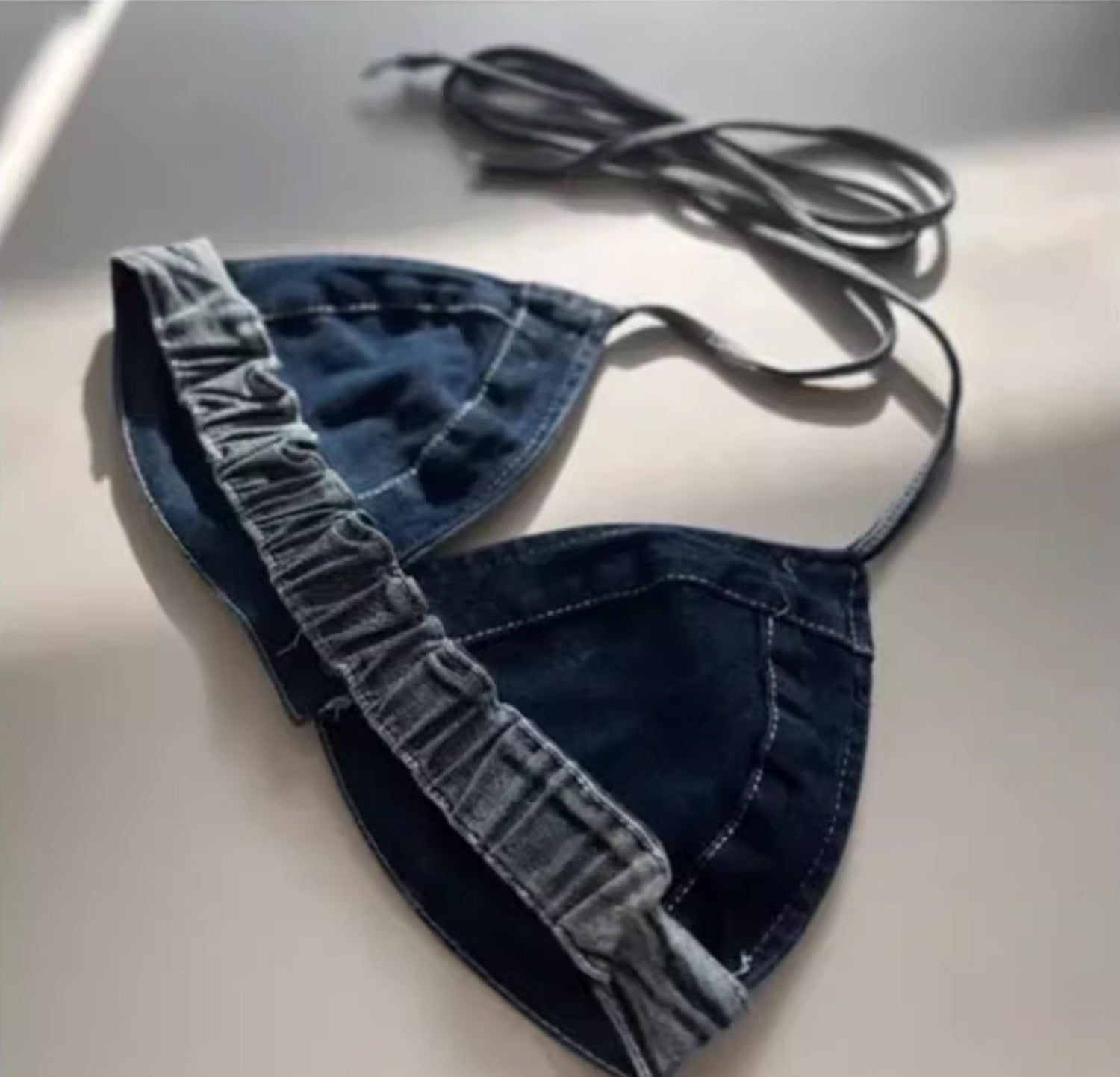 Pure Desire Style Swimsuit Women's Summer New European and American Denim Internet Celebrity Vacation Sexy Three-point Design Bikini Beach Women