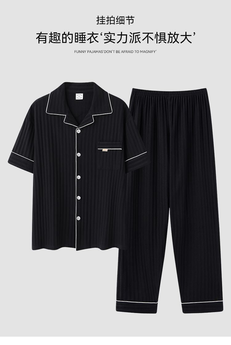Zhuojia plus size Pajamas Men's Summer Plus Weight Increase Short-sleeved Pants Loose Cardigan Home Wear Men's 220kg