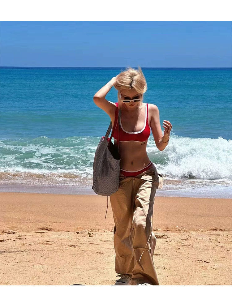 Source Factory South Korea Ins Sexy Spice Style Swimsuit Female Girl Bikini Split Simple Hot Spring Swimsuit
