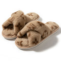 Four-leaf clover cross-opening cross-border foreign trade open-toe women's slippers autumn and winter four seasons open-ended slippers imitation rabbit hair