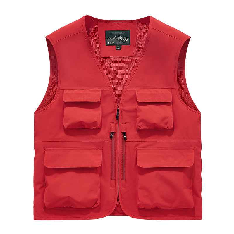 Outdoor Photographer Waterproof Vest Sleeveless Quick-drying Multi-pocket Quick-drying Fishing Vest Men's Thin Climbing Vest
