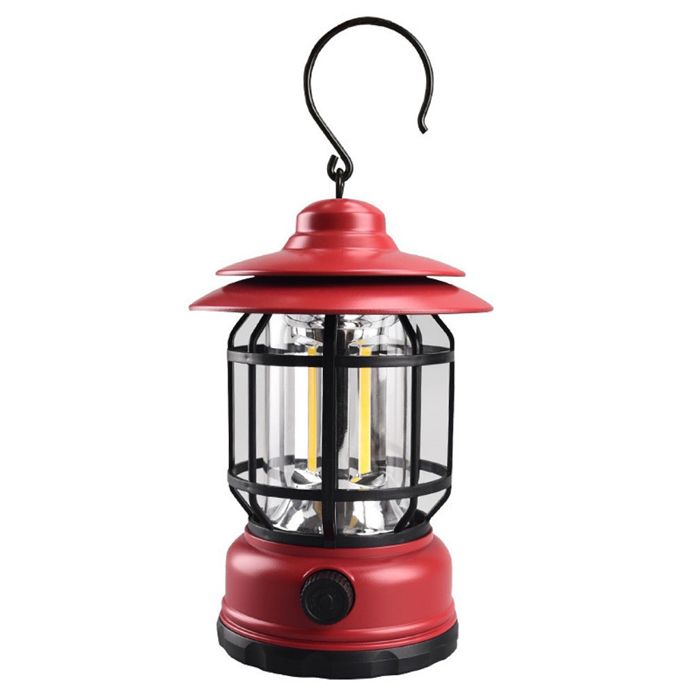 Cross-border new camping lamp outdoor multi-functional camping tent lamp retro lantern cob rechargeable portable lamp for home use