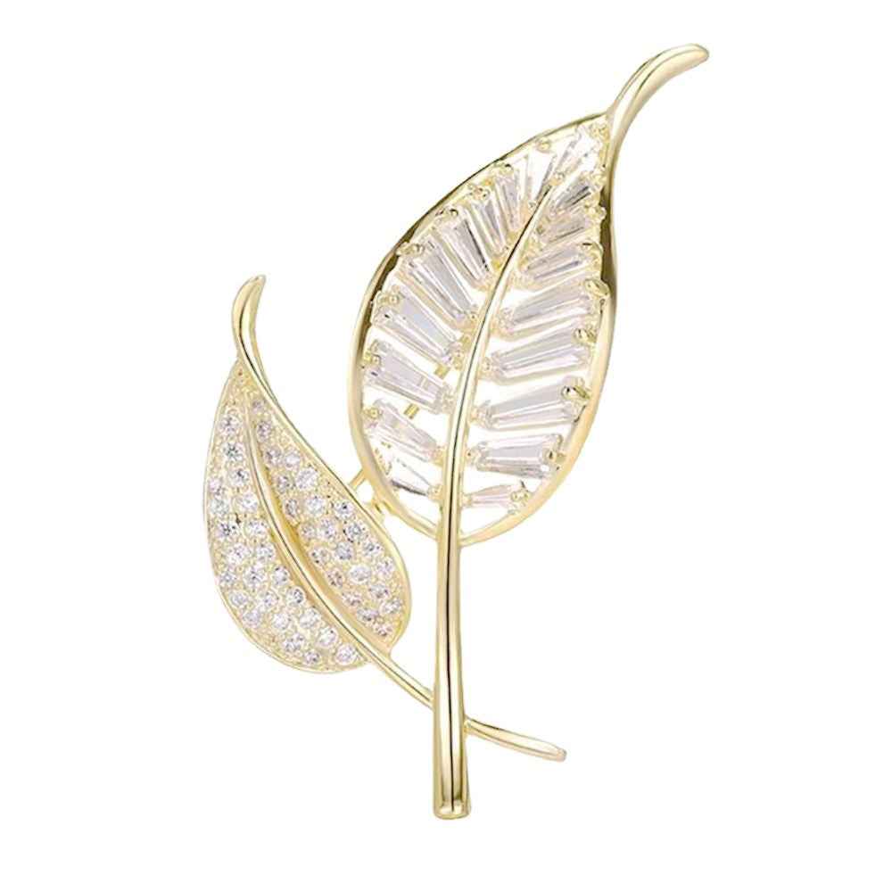 Hollow Leaves Brooch High-grade Sense Inlaid Zircon Corsage Accessories Collar All-match Light Luxury Clothing Accessories Pin