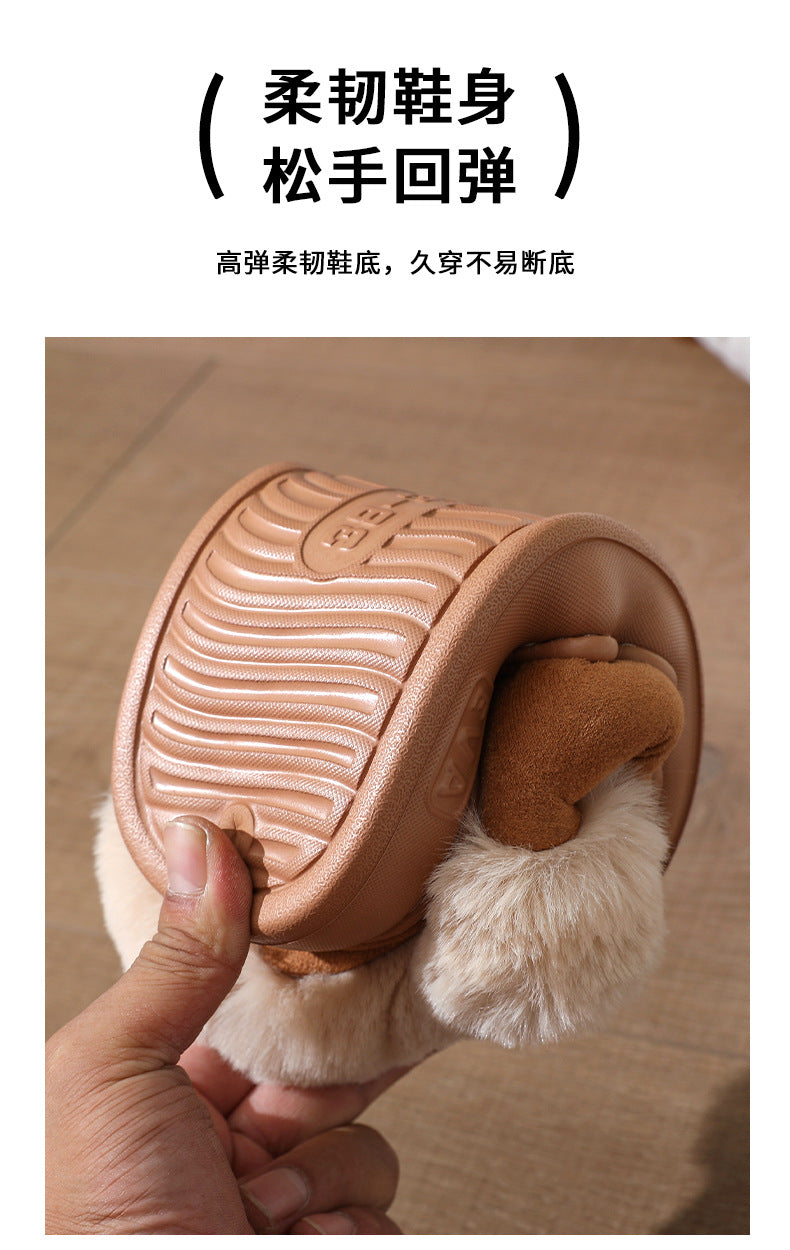 Winter Warm Short-tube Thick-soled Snow Boots for Women Couple Height-increasing fleece-lined Thickened Cotton Shoes for Interior and Exterior