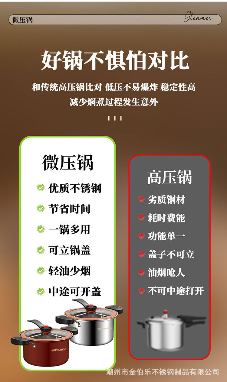 Korean-style Micro-pressure Pot Household Kitchen Multi-functional Stew Pot Stew Meat Porridge Soup Pot Binaural Cuisine Pressure Soup Pot