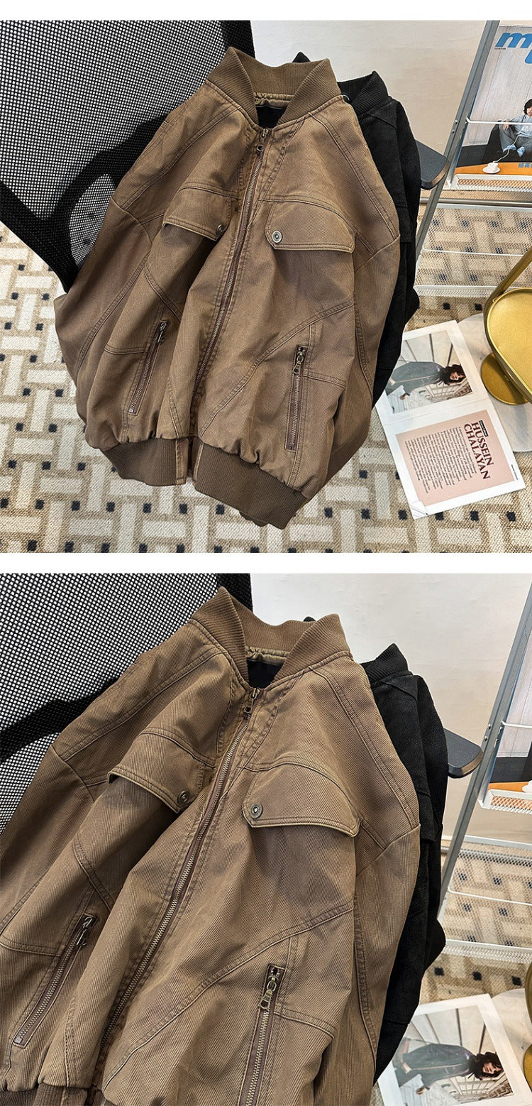 cleanfit Short Profile Corduroy Crock Jacket Men's Winter Thickened Baseball Clothes Old Quilted Jacket