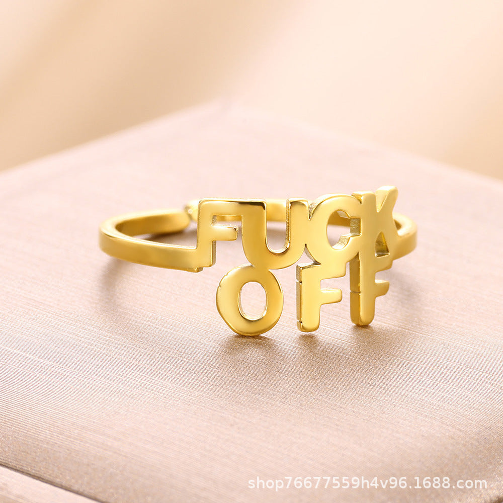 Cross-border European and American explosions stainless steel ring adjustable geometric ring 18k furnace electroplated titanium steel ring wholesale