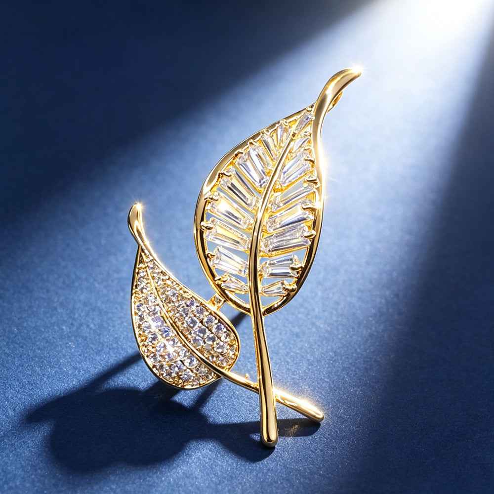Hollow Leaves Brooch High-grade Sense Inlaid Zircon Corsage Accessories Collar All-match Light Luxury Clothing Accessories Pin
