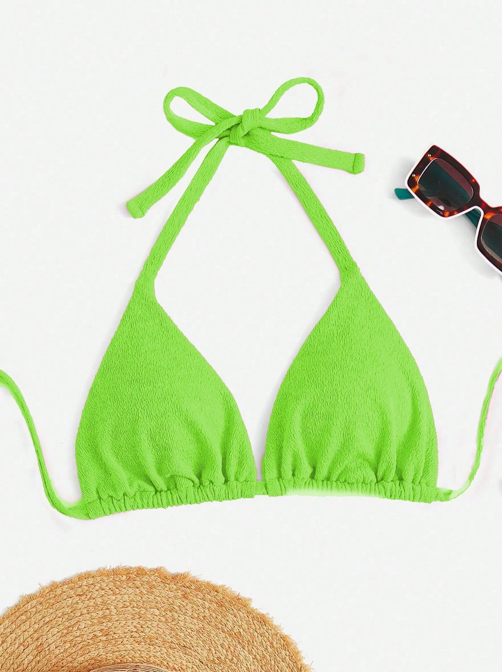 Amazon 2025 New European and American Style Halter Tie Large Size Swimsuit Women's Bikini Top Sexy Push-Up Swimwear