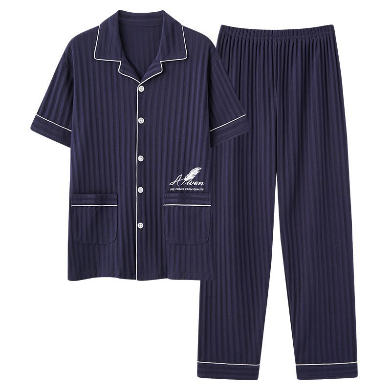 Zhuojia plus size Pajamas Men's Summer Plus Weight Increase Short-sleeved Pants Loose Cardigan Home Wear Men's 220kg