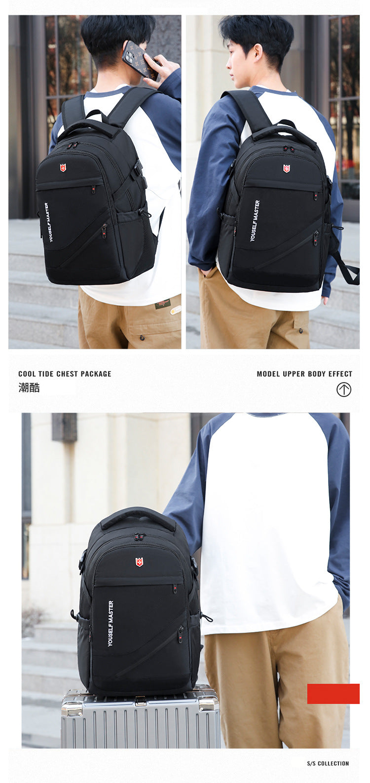 Cross-border Backpack Men's Large Capacity Business Travel Bag Computer Backpack Junior Senior high school College Student Schoolbag New Travel