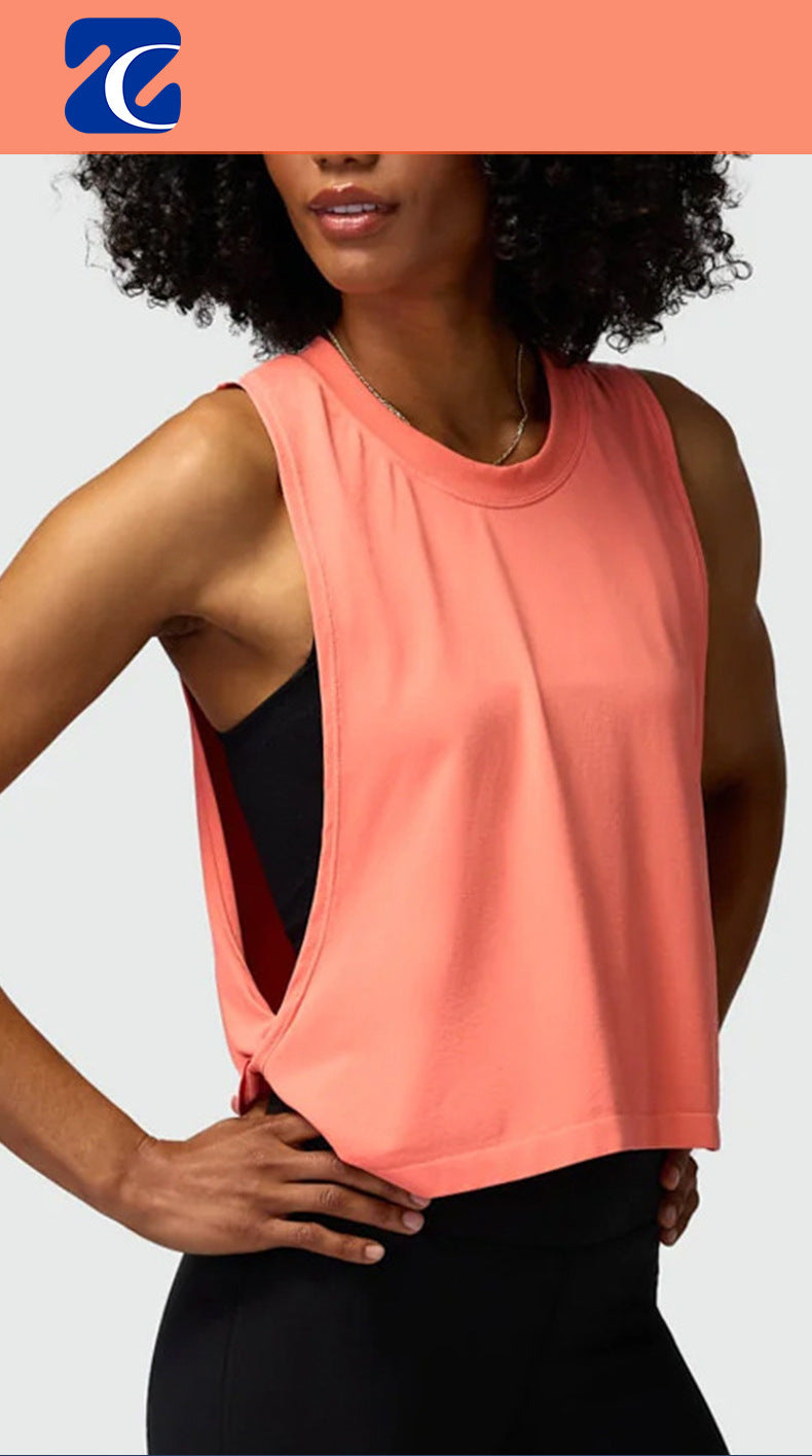 Cross-border yoga vest women's hollow back sports blouse outdoor running fitness leisure Joker top wholesale
