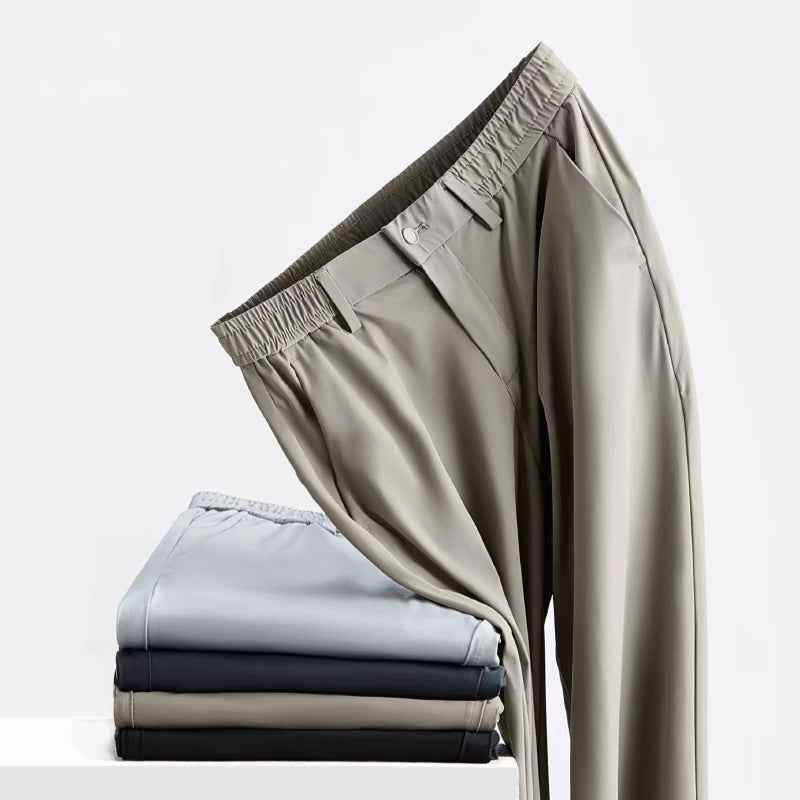 Ice silk trousers men's summer thin stretch high-grade draping straight loose business casual trousers plus size pants men