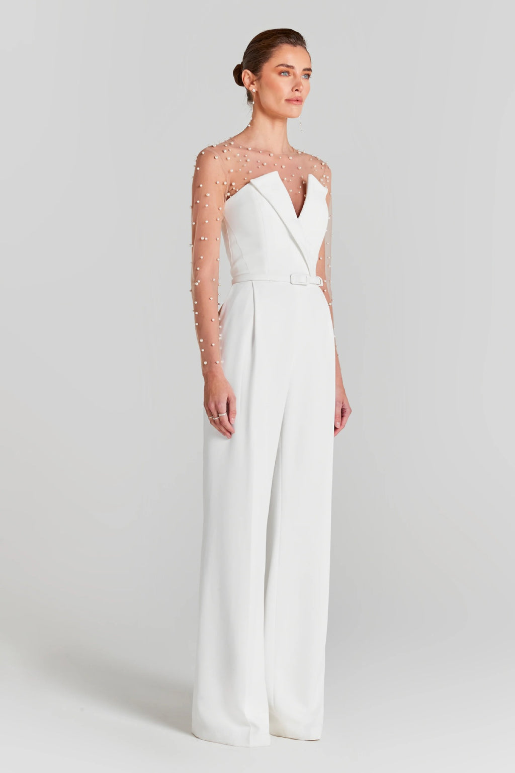 In Stock | White Bubble Bead Jumpsuit, Fashionable Casual Two-Piece Set, High-End European and American Women's Clothing, European and American Style.