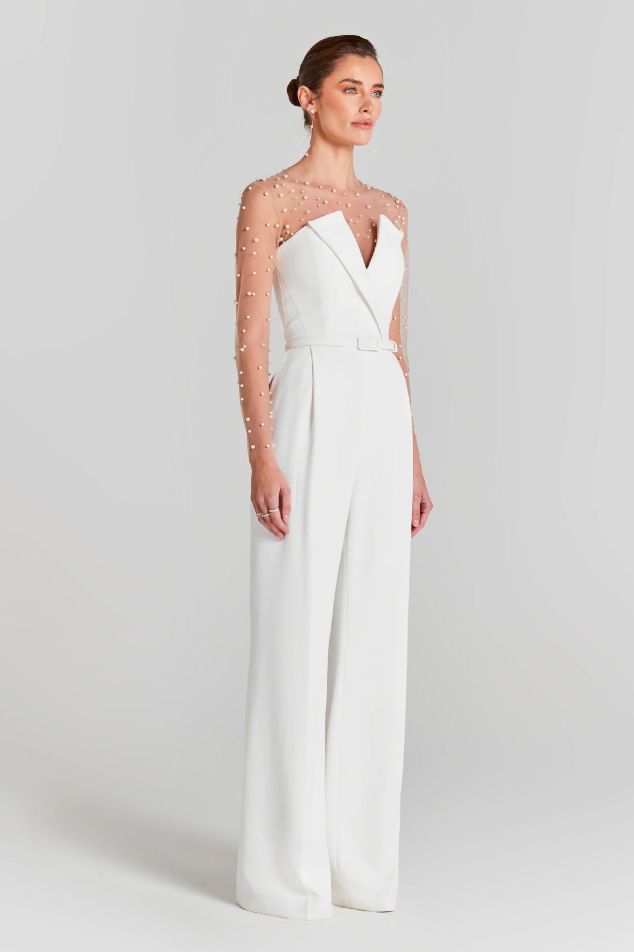 In Stock | White Bubble Bead Jumpsuit, Fashionable Casual Two-Piece Set, High-End European and American Women's Clothing, European and American Style.