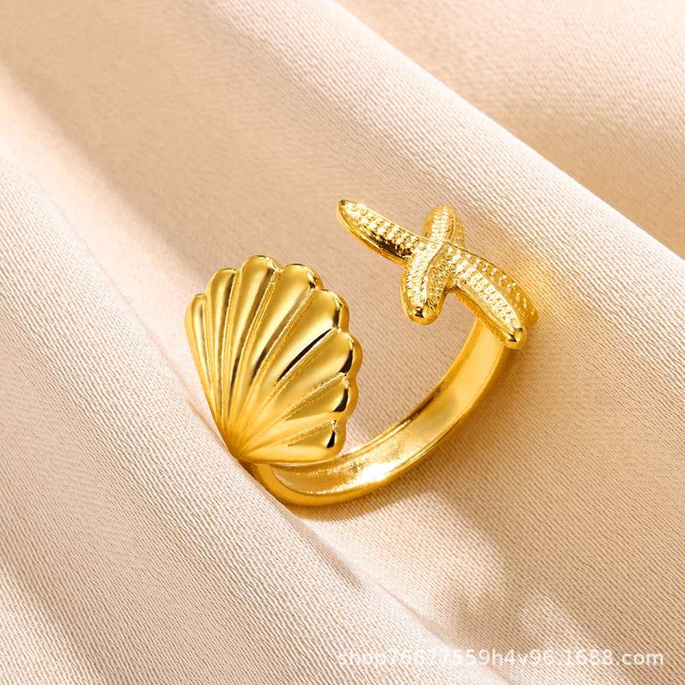 Cross-border European and American explosions stainless steel ring adjustable geometric ring 18k furnace electroplated titanium steel ring wholesale