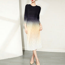 Retro Pleated Fashion Floral Suit Autumn and Winter New Miyake Elastic Top Waist Design Skirt Two-Piece Set