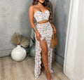 Amazon European and American Women's Cross-border Source Printing Two-piece Sexy Pleated Ruffled dress