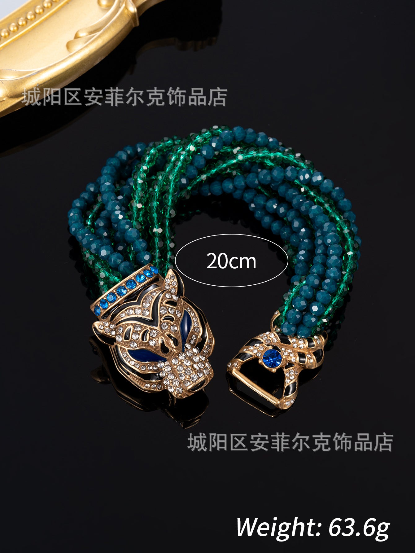 Qingdao Vintage European and American Retro Leopard Head Multi-Layer Beaded Necklace Bracelet Earrings Heavy Craftsmanship Elegant Set