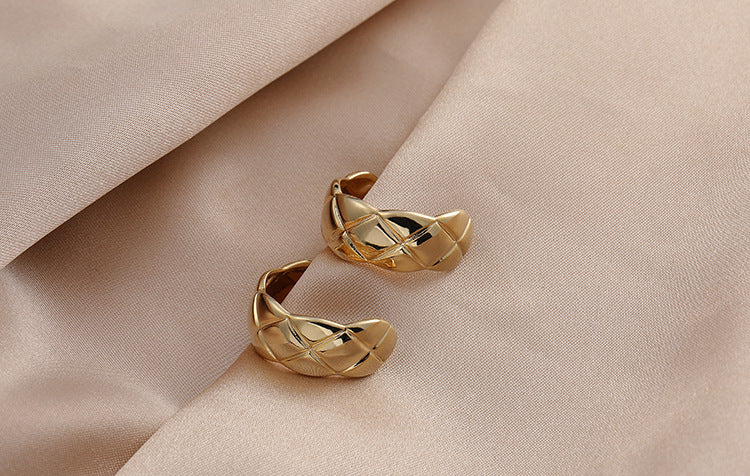 Mosquito-repellent incense plate ear clip no ear hole cold wind earrings earrings simple temperament French check earrings earrings female wholesale