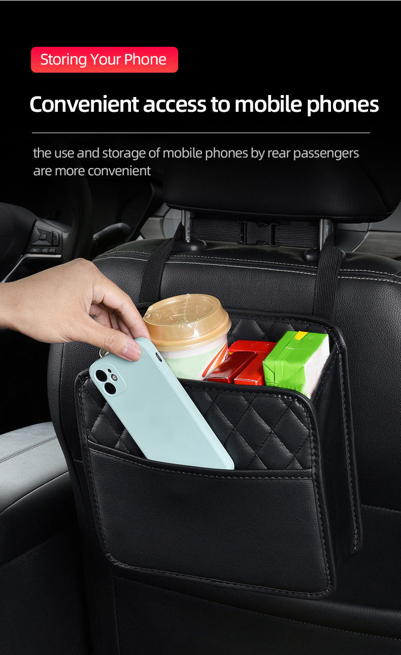 Cross-border upgrade car chair back suede storage bag seat storage cup bag multi-compartment bundled storage bag